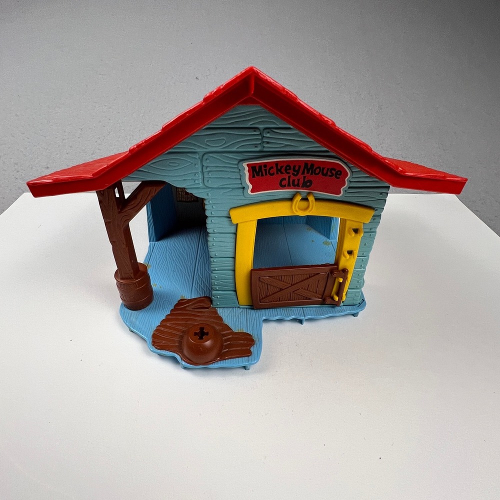 Disney Mickey Mouse Club Barn Playset Kids Blue Red Vintage Toy Farmhouse House